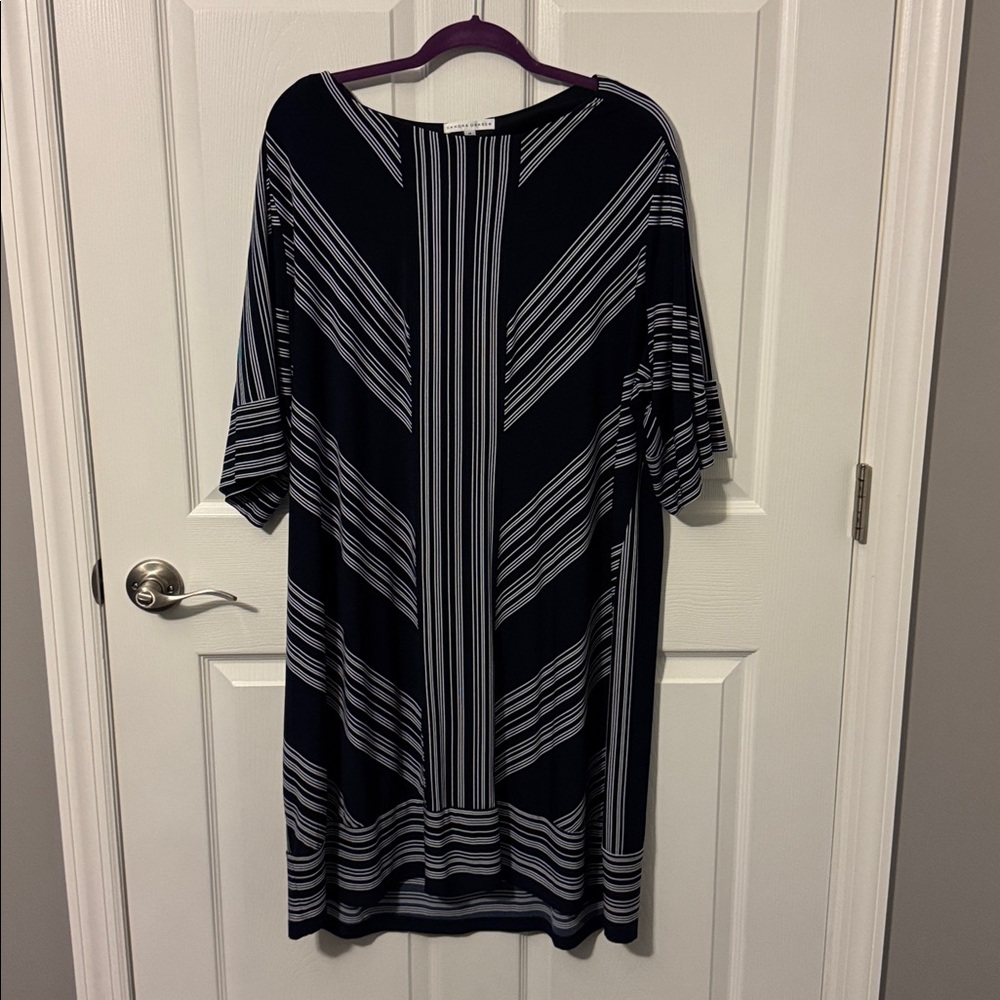 Sandra Darren Black and White Striped Dress